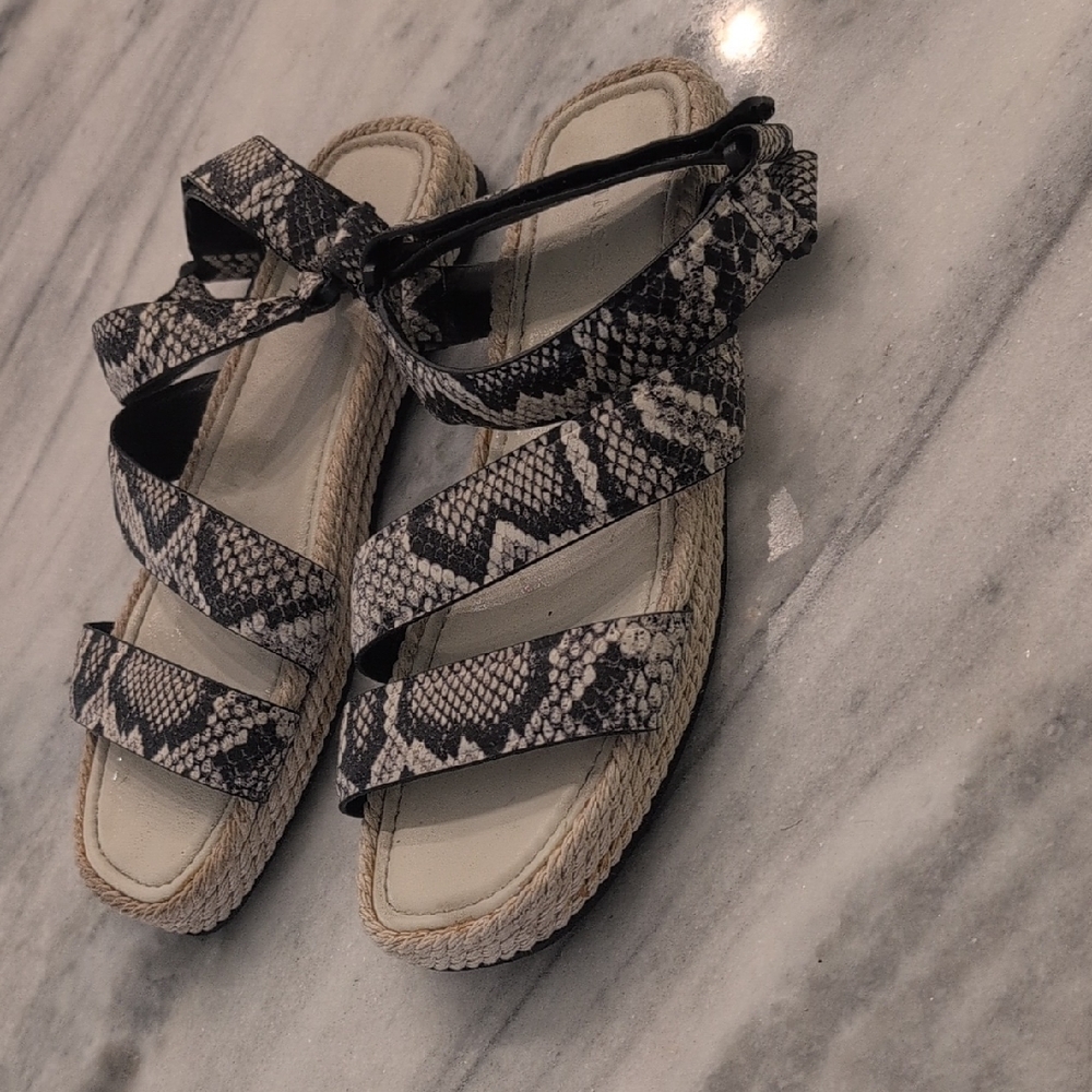 Vince Black and White Snake Pattern Espadrilles